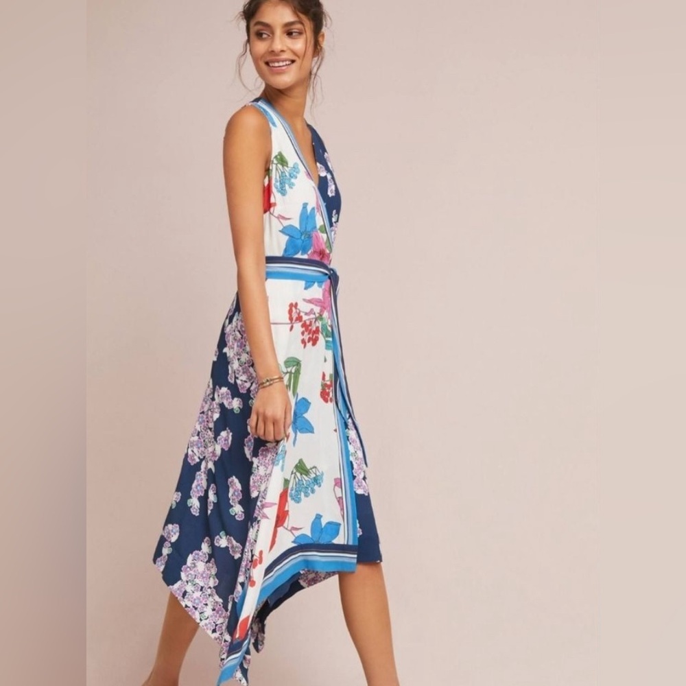 Anthropologie Maeve belted botanical dress